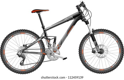 vector illustration of hardtail mountain bike, with design