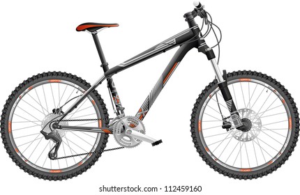 vector illustration of hardtail mountain bike, with design