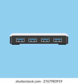 Vector illustration of a hardware device used for connecting multiple USB devices and expanding computer connectivity