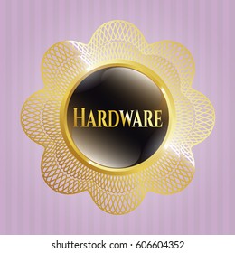 Vector Illustration of Hardware golden emblem or badge
