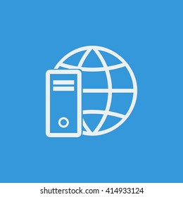 Vector illustration of Hardware internet sign icon on blue background.