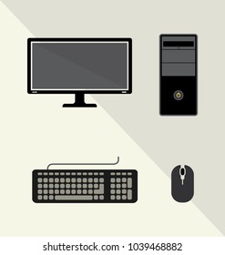 Vector illustration of hardware Technology computer set