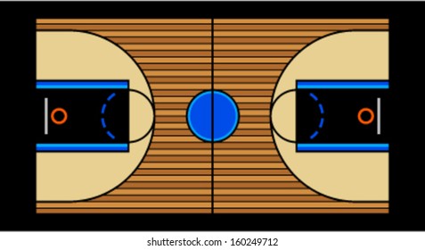 Vector illustration of a hardwood basketball court