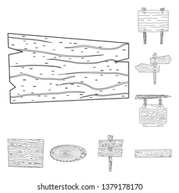 Vector illustration of hardwood and material sign. Collection of hardwood and wood stock vector illustration.