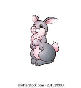 Vector illustration of hare in cartoon style