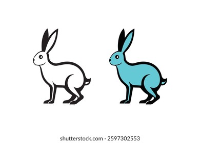 vector illustration of a hare line art
