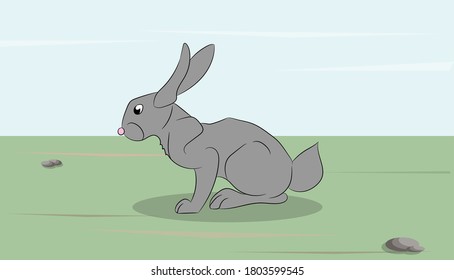 vector illustration of a hare in nature, vector