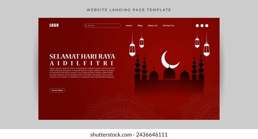 Vector illustration of Hari Raya Aidilfitri Website landing page banner Template