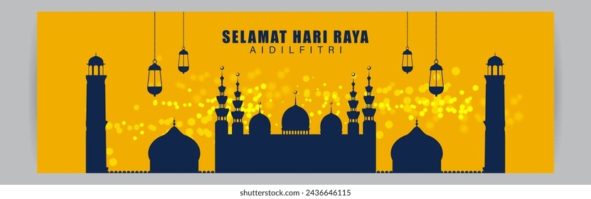 Vector illustration of Hari Raya Aidilfitri social media feed template