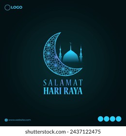 Vector illustration of Hari Raya Aidilfitri social media feed template