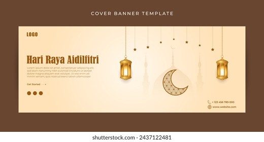 Vector illustration of Hari Raya Aidilfitri Facebook cover banner Template