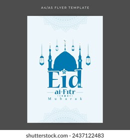 Vector illustration of Hari Raya Aidilfitri social media feed A4 template