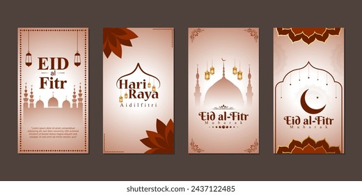 Vector illustration of Hari Raya Aidilfitri social media feed set template