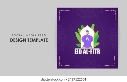 Vector illustration of Hari Raya Aidilfitri social media feed template