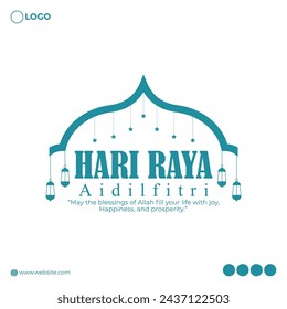 Vector illustration of Hari Raya Aidilfitri social media feed template