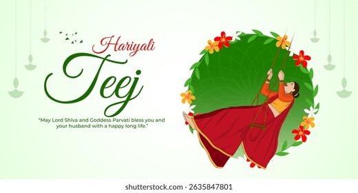 Vector illustration of Hariyali Teej social media template