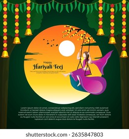 Vector illustration of Hariyali Teej social media template