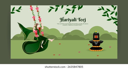Vector illustration of Hariyali Teej social media template
