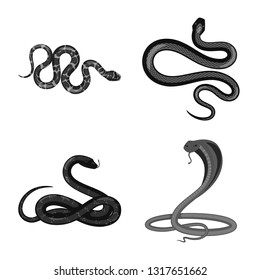 Vector illustration of harm and bite sign. Set of harm and reptile stock vector illustration.