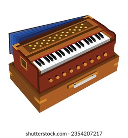 Vector Illustration of Harmonium Musical Instrument