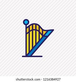 Vector illustration of harp icon colored line. Beautiful hobby element also can be used as lyre icon element.