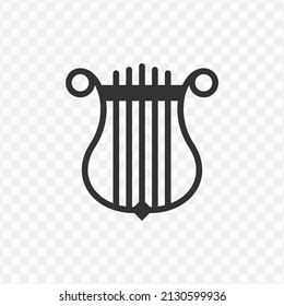 Vector illustration of harp icon in dark color and transparent background(png).