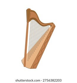 Ilustración vectorial de un arpa, un instrumento musical de cuerda. El arpa paraguaya es el instrumento musical nacional del Paraguay. Música étnica guaraní. Ideal para proyectos musicales, materiales educativos.