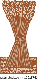 Vector illustration of harvest of wheat