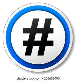 Vector illustration of hash tag icon on white background