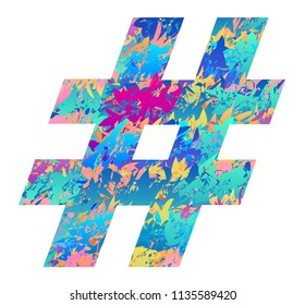 Vector Illustration of Hashtag or Hash Sign Modern Graphic Design in Vibrant Colors