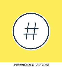 Vector Illustration Of Hashtag Outline. Beautiful App Element Also Can Be Used As Topic Element.