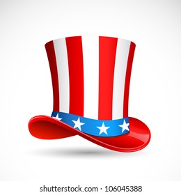 vector illustration of hat in American flag color