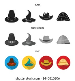 Vector illustration of hat and cap icon. Collection of hat and model vector icon for stock.