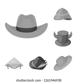 Vector illustration of hat and cap logo. Set of hat and model vector icon for stock.