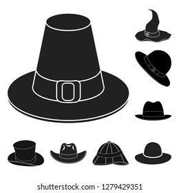 Vector illustration of hat and cap logo. Collection of hat and model stock symbol for web.