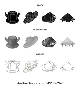 Vector illustration of hat and cap logo. Set of hat and model vector icon for stock.