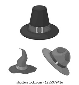 Vector illustration of hat and cap sign. Collection of hat and model vector icon for stock.