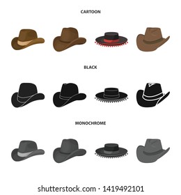 Vector illustration of hat and cap sign. Collection of hat and model stock symbol for web.