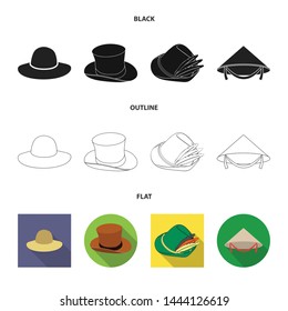 Vector illustration of hat and cap sign. Set of hat and model vector icon for stock.
