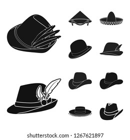 Vector illustration of hat and cap symbol. Set of hat and model stock symbol for web.