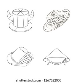 Vector illustration of hat and cap symbol. Collection of hat and model vector icon for stock.
