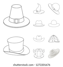 Vector illustration of hat and cap symbol. Set of hat and model stock vector illustration.