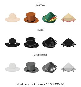 Vector illustration of hat and cap symbol. Collection of hat and model vector icon for stock.