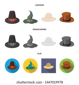 Vector illustration of hat and cap symbol. Collection of hat and model vector icon for stock.