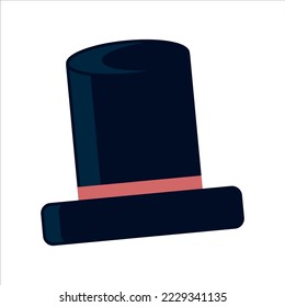 Vector illustration of a hat. Cartoon cylinder. Historical classic men's top hat