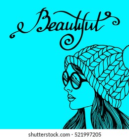 vector, illustration, hat, fashion, drawing, design, beauty, beautiful, girl, female