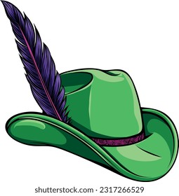 vector illustration of hat with feather design