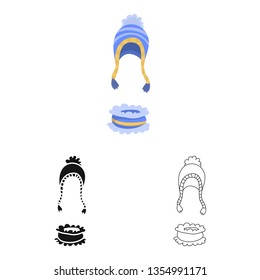 Vector illustration of hat and flaps  logo. Collection of hat and kids vector icon for stock.