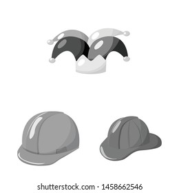 Vector illustration of hat and helmet sign. Collection of hat and profession stock vector illustration.
