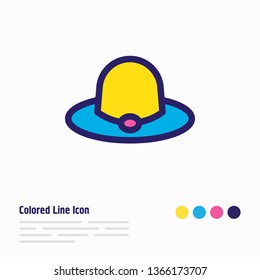 Vector illustration of hat icon colored line. Beautiful tourism element also can be used as hatband icon element.
